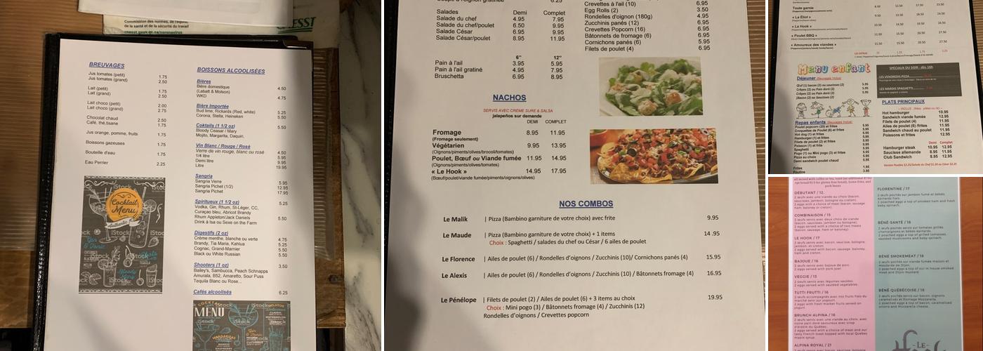 Restaurant le Hook Menu