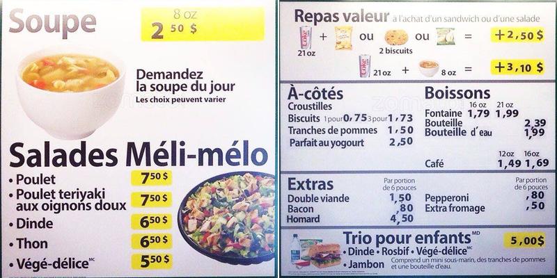 Subway Menu