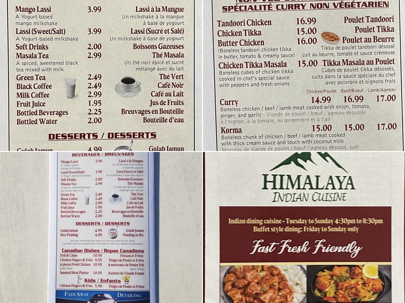 Himalaya Indian Cuisine Menu
