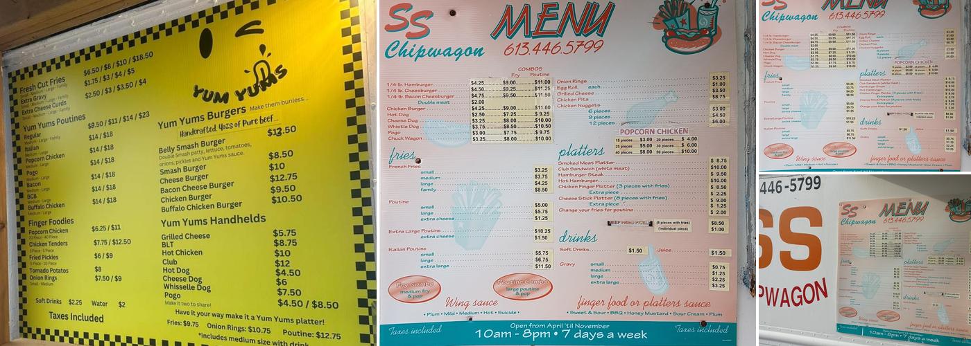 Yum Yums Chipwagon Menu