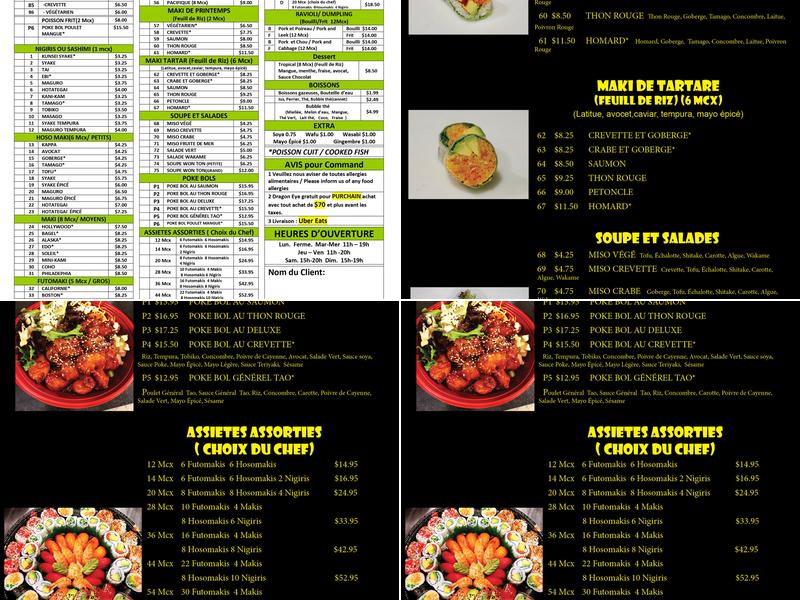 Restaurant Sushi Queen Menu