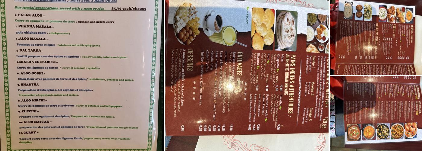 Pushap Restaurant Menu