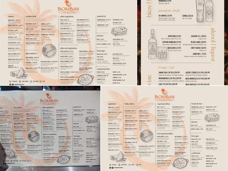 Bombay Choupati Menu