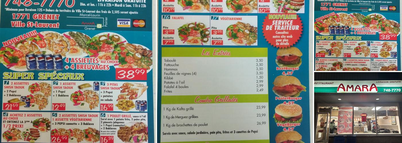 Restaurant Amara Menu