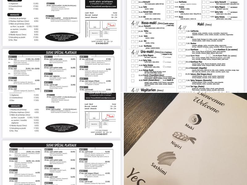 Ye sushi Menu
