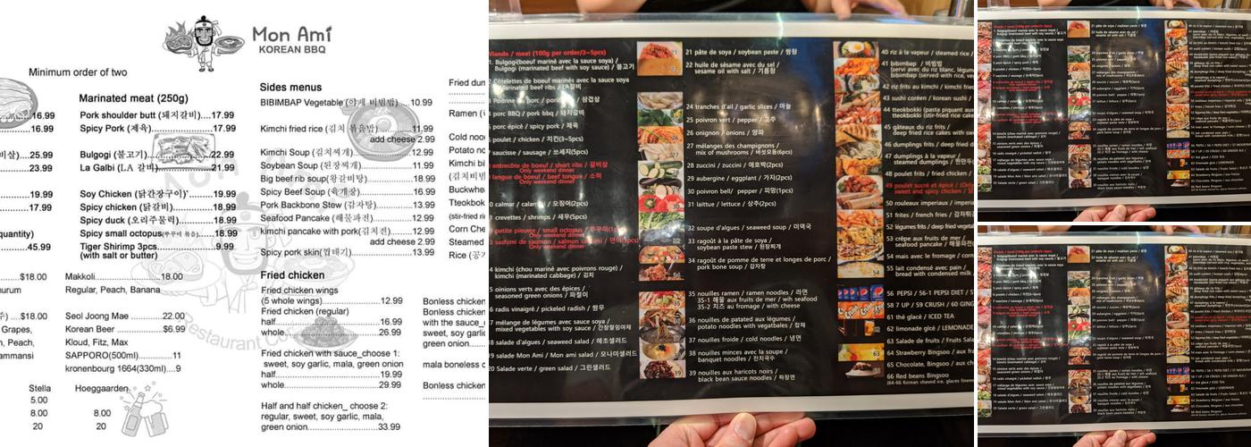 Monami BBQ Marcel-Laurin Menu