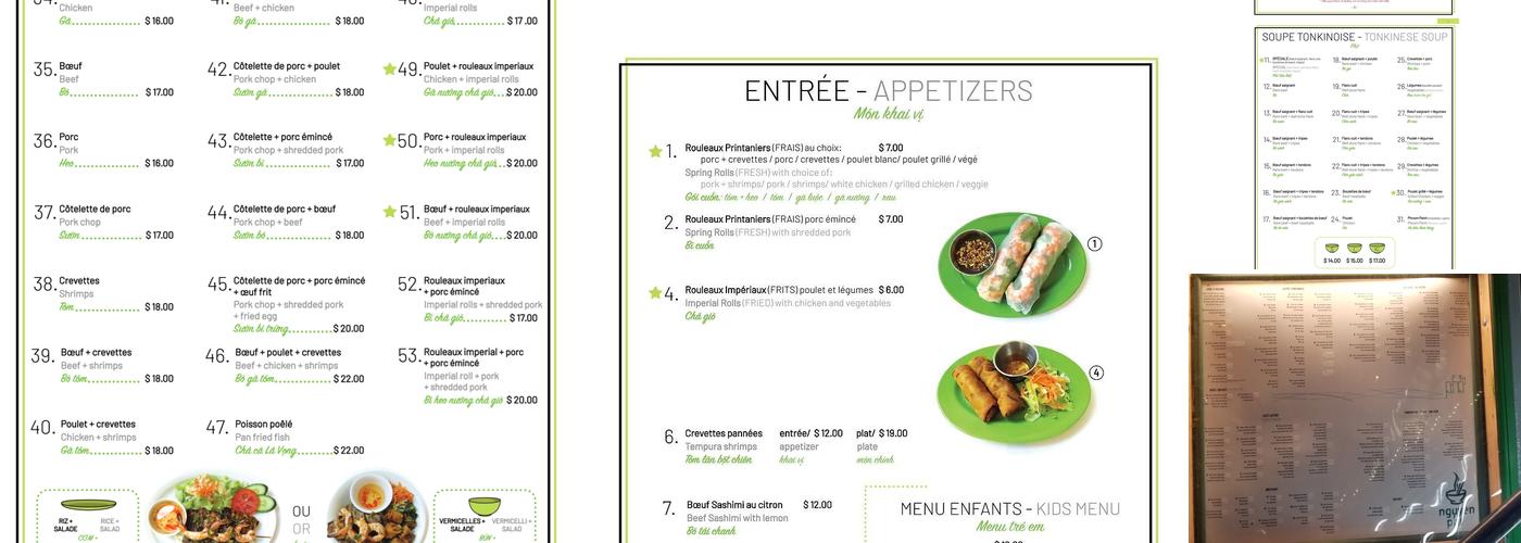 Restaurant Nguyen Phi Menu