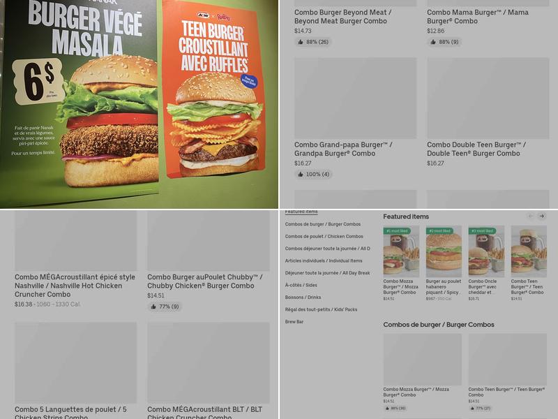 A&W Canada Menu