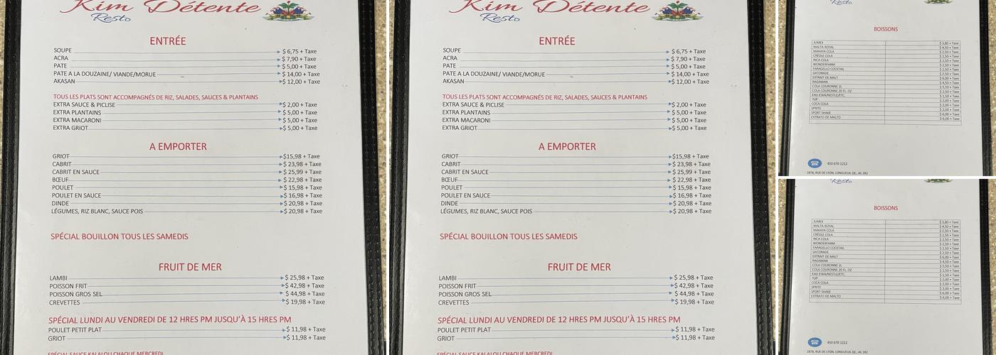 Kim Détente Resto Menu