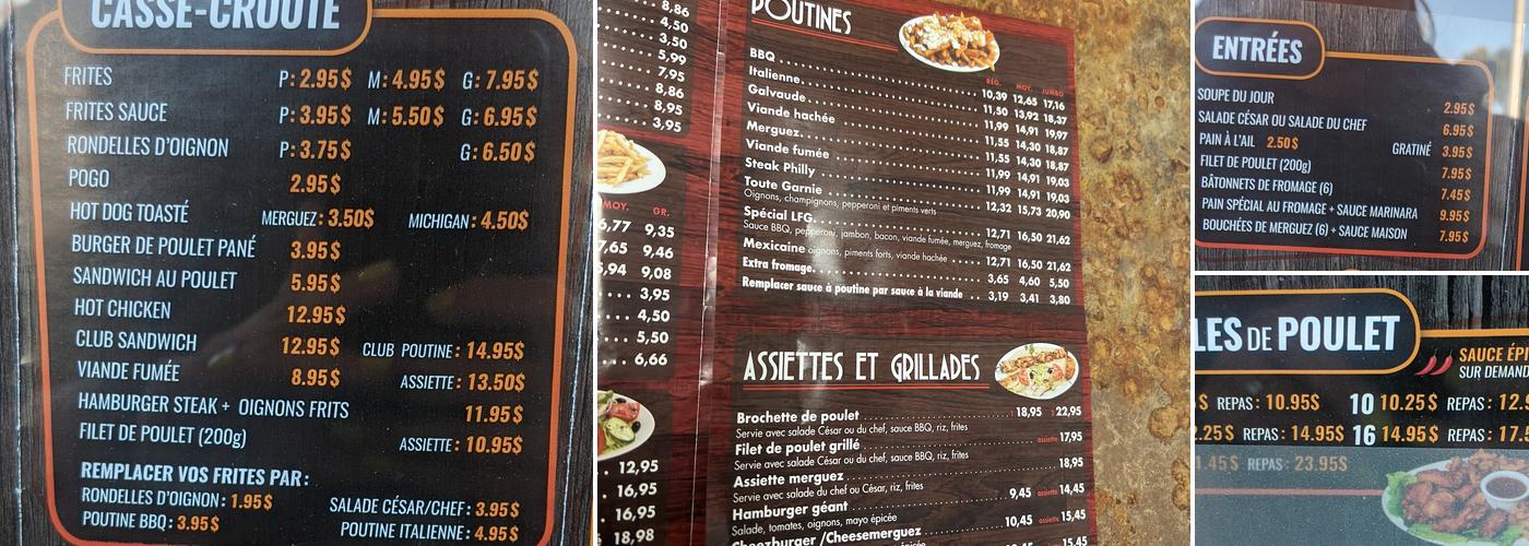 Les Frères Grillés Menu