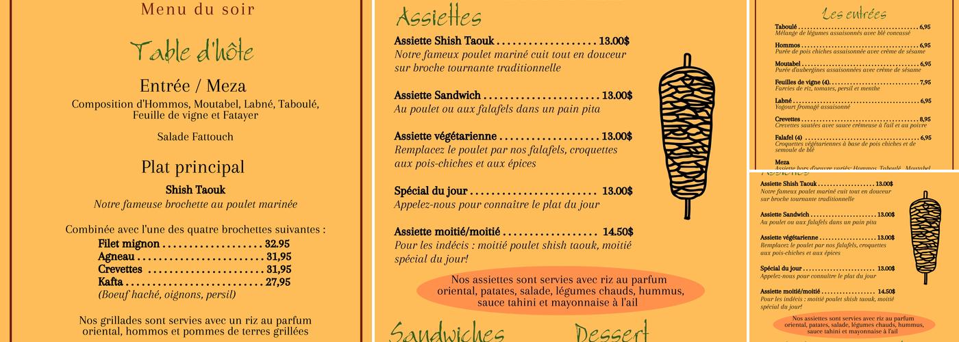 Le Sultan Menu
