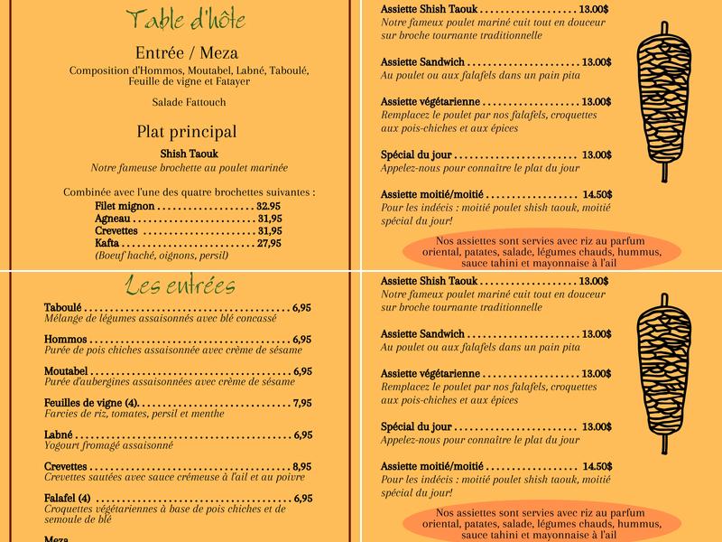 Le Sultan Menu