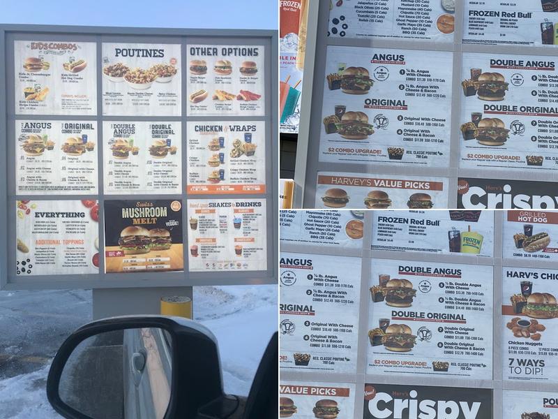 Harvey's Menu