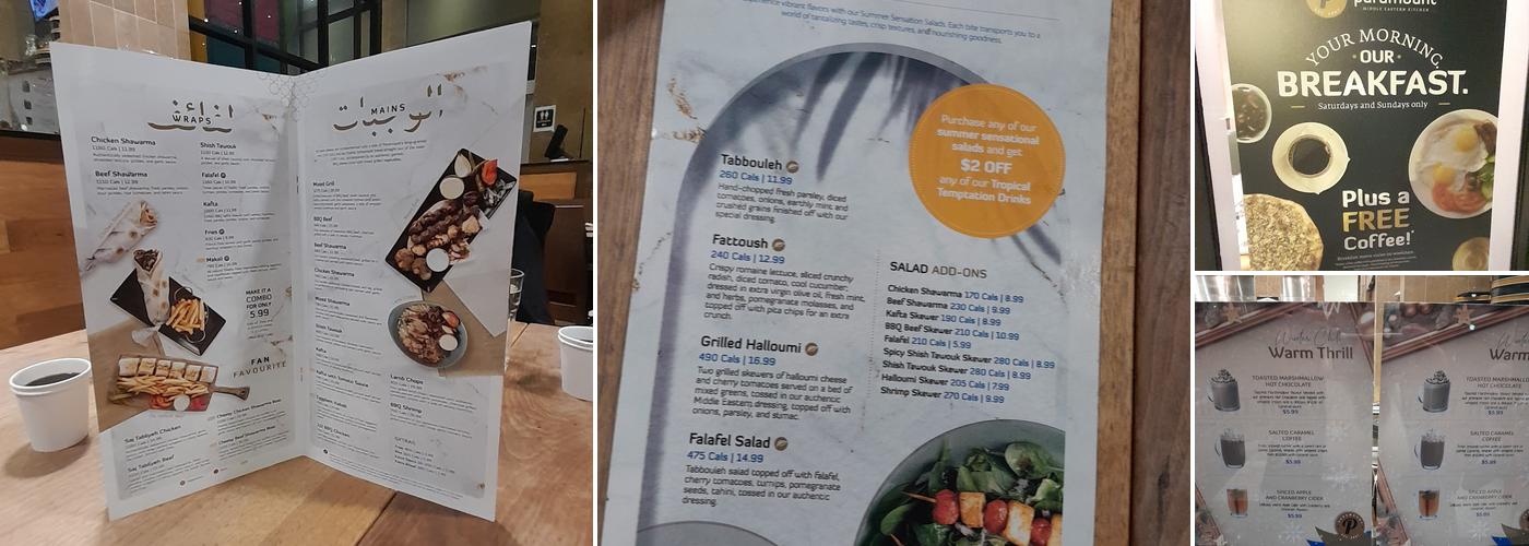 Paramount Middle Eastern Kitchen Menu