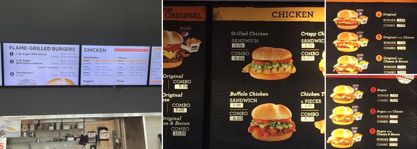 Harvey's Menu
