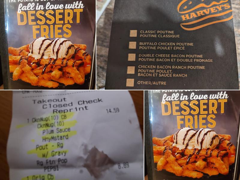 Harvey's Menu