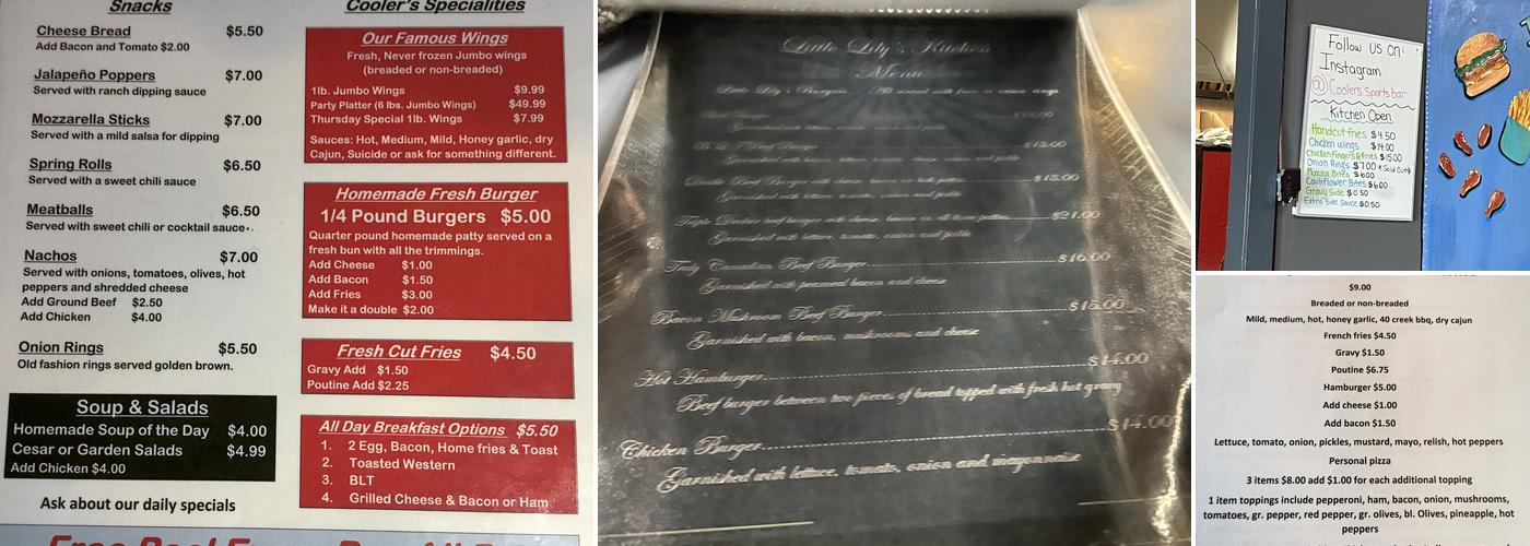 Coolers Menu