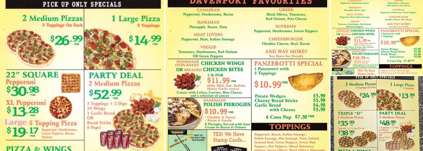 Davenport Pizza Menu