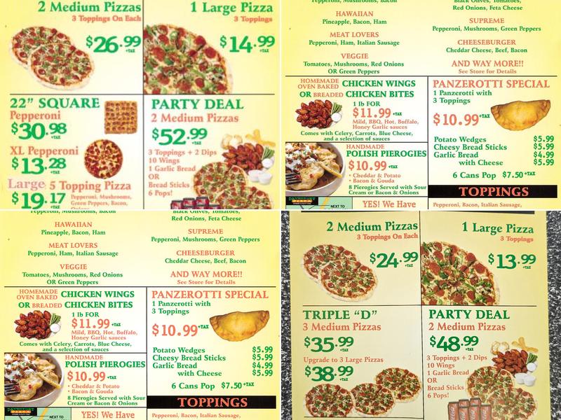 Davenport Pizza Menu