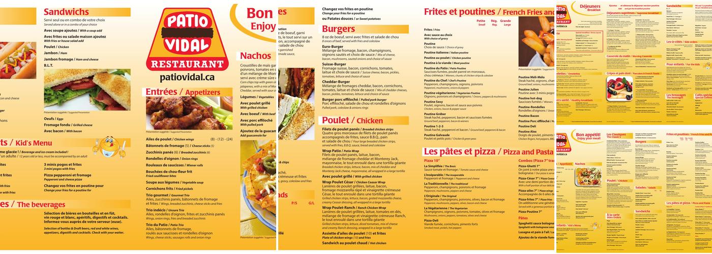 Patio Vidal Menu