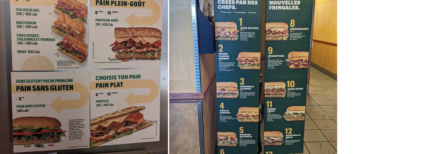 Subway Menu