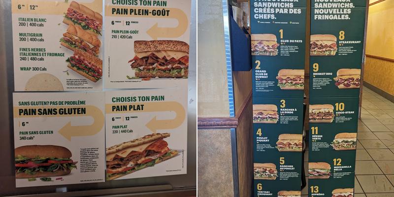 Subway Menu