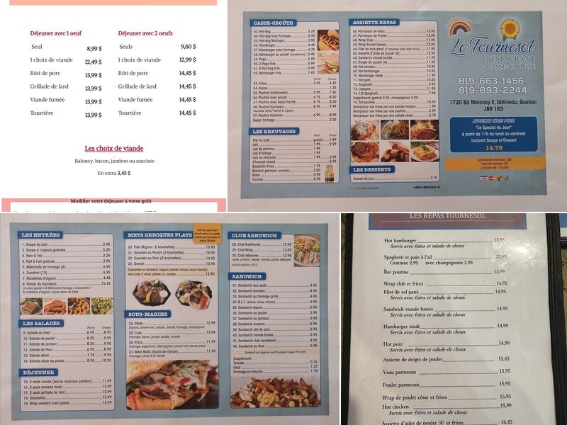 Restaurant le Tournesol 2009 Menu