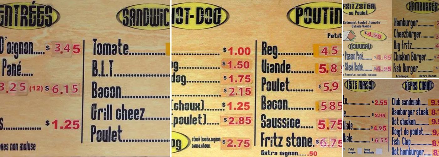 Chez Fritz Menu