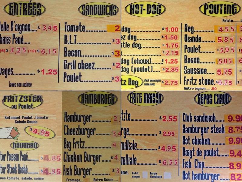 Chez Fritz Menu