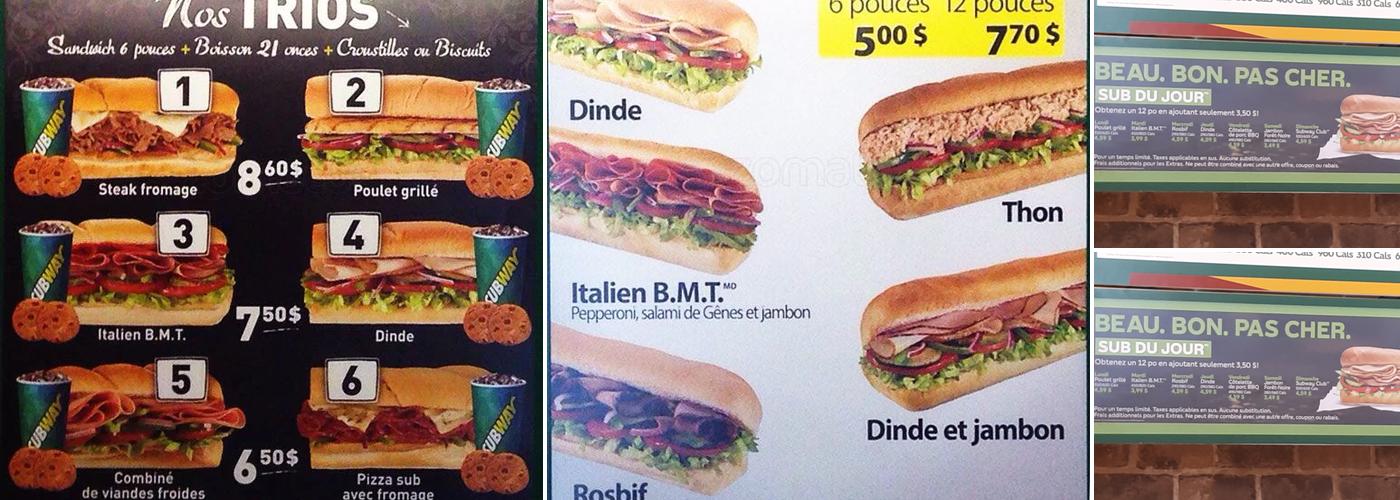 Subway Menu