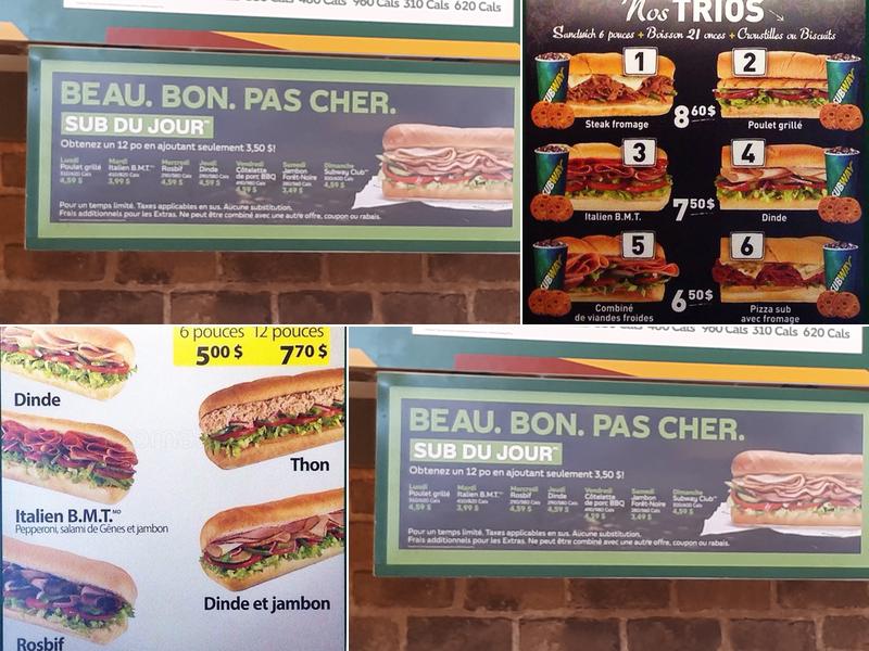 Subway Menu