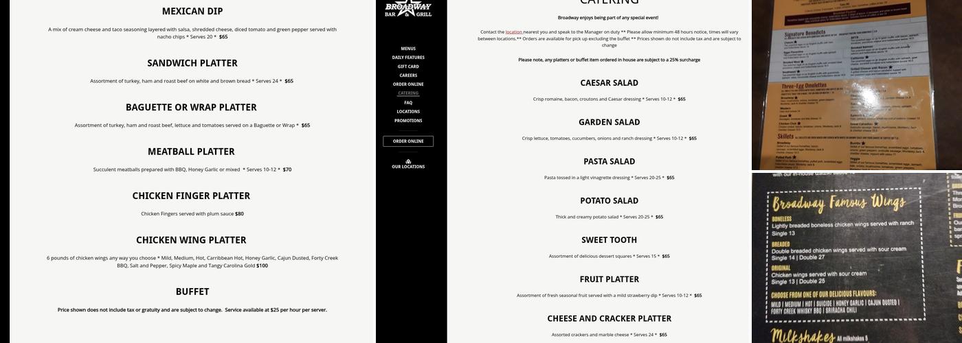 Broadway Bar & Grill Menu