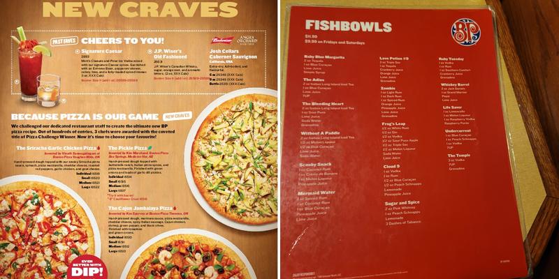 Boston Pizza Menu