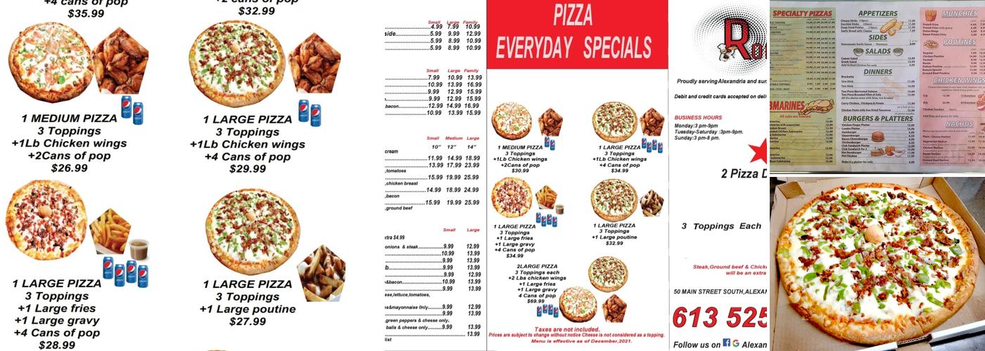 Alexandria Roma's Pizzeria Menu