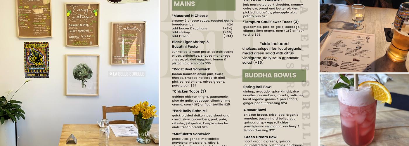 la belle sorelle bistro Menu