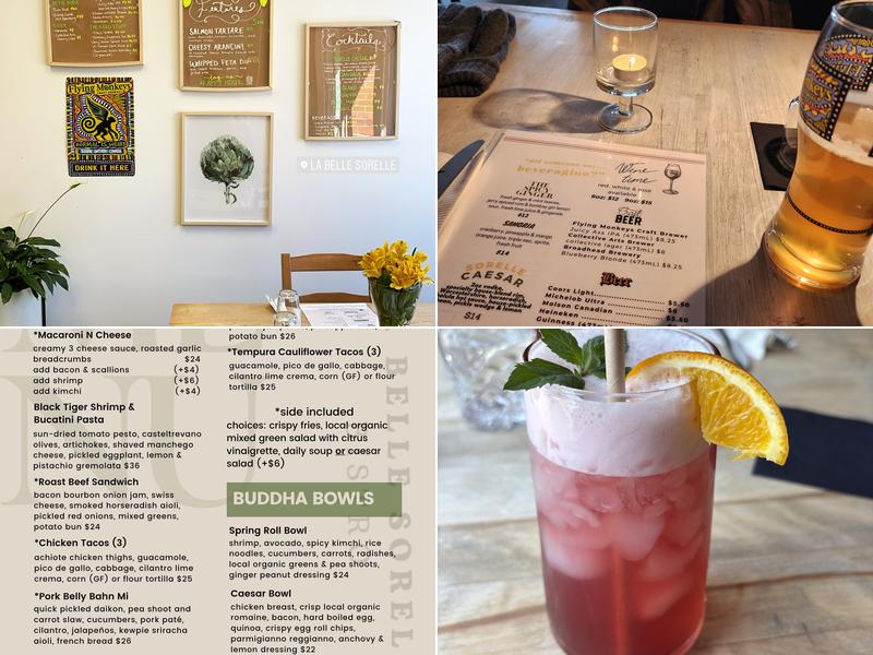 la belle sorelle bistro Menu