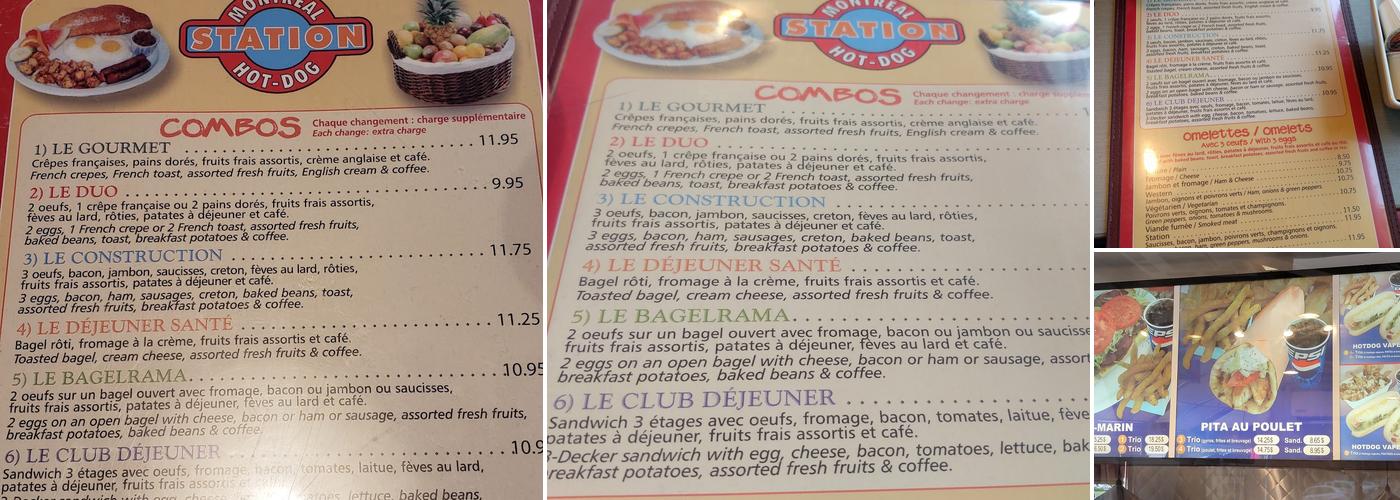 Montreal Station Hot Dogs Menu