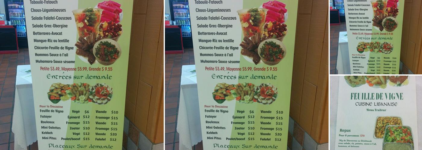 Feuille de Vigne Menu