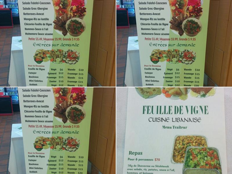 Feuille de Vigne Menu