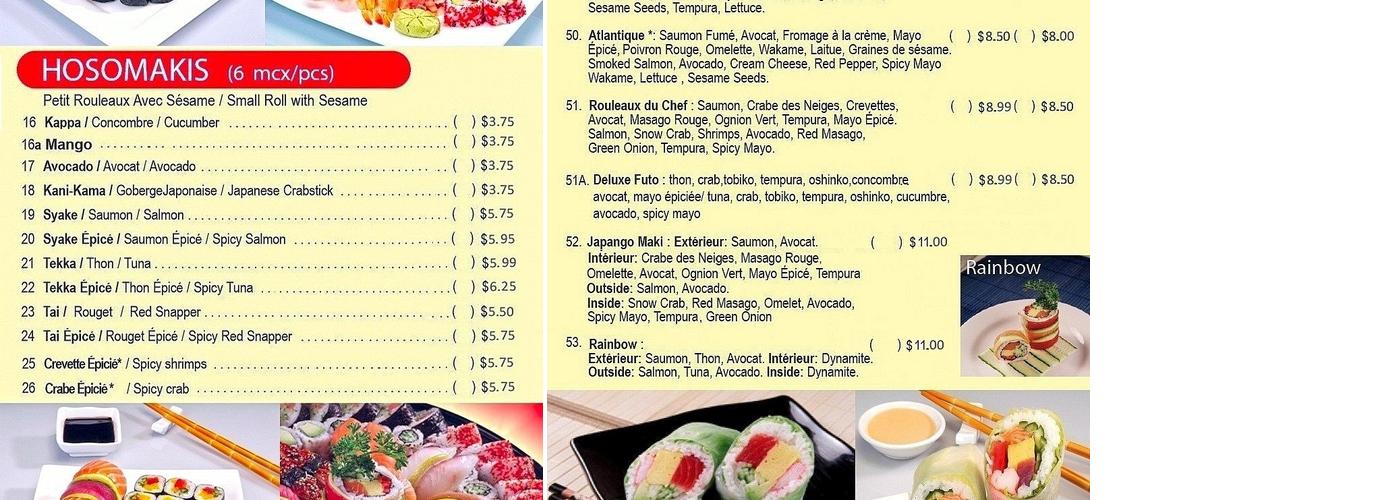 Sushi Japango Menu