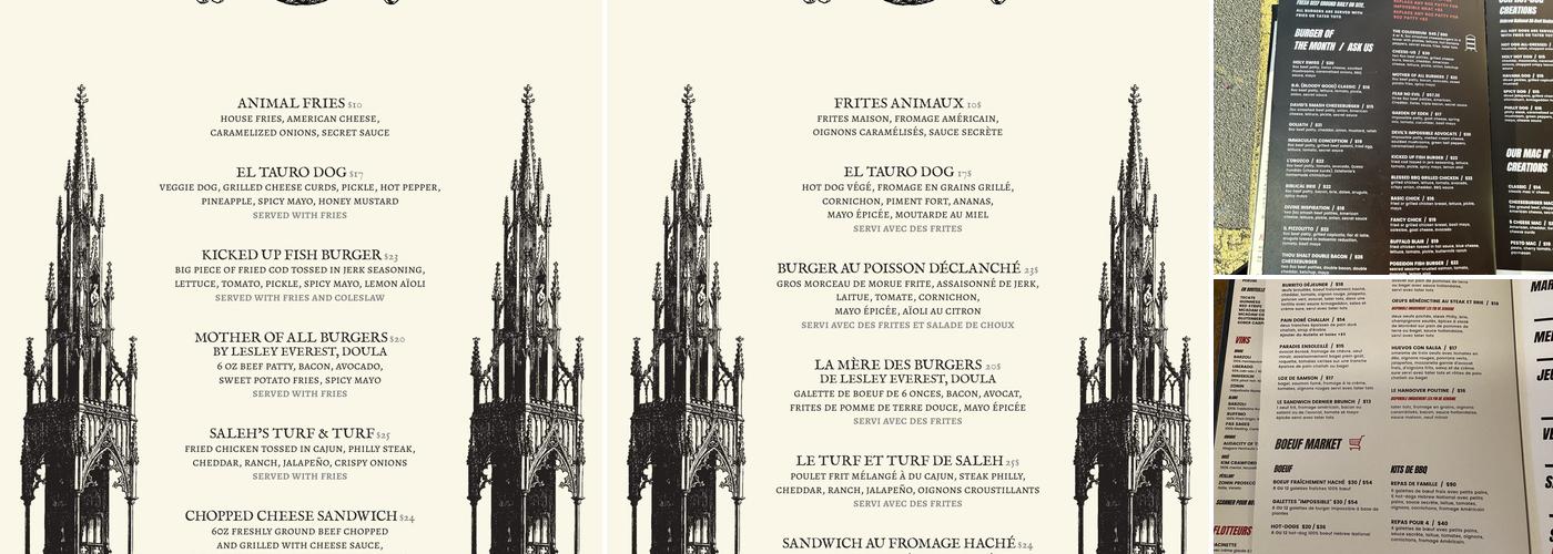 Notre-Boeuf-De-Grâce Menu