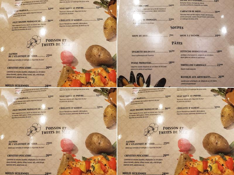 Le Tropik restaurant-bar Menu