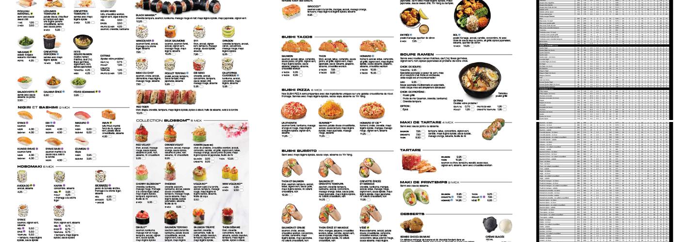 Sushi Shop Menu