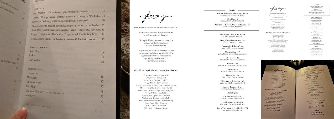 Foxy Menu