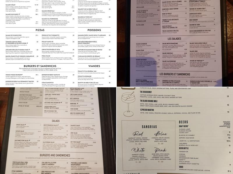 Restaurant ZIBO! Griffintown Menu