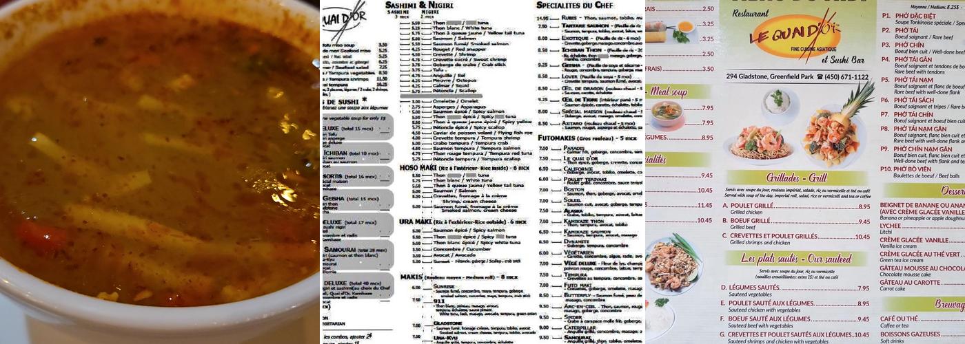 Restaurant Le Quai D'Or Menu