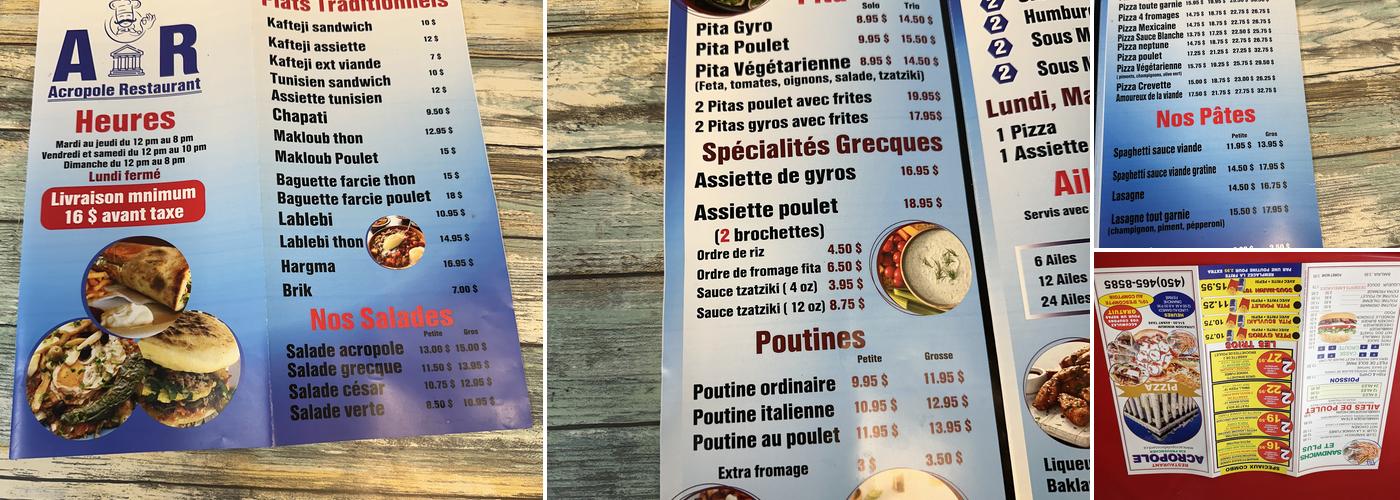 Restaurant Acropole Menu