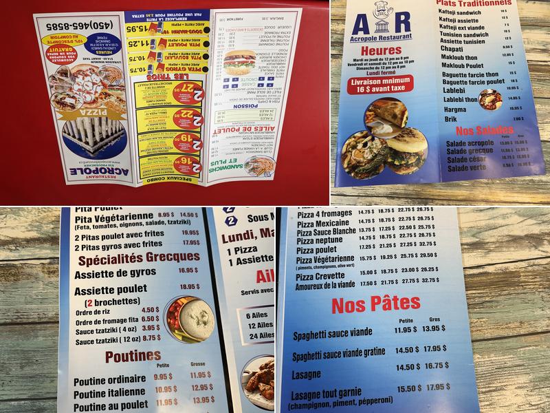 Restaurant Acropole Menu