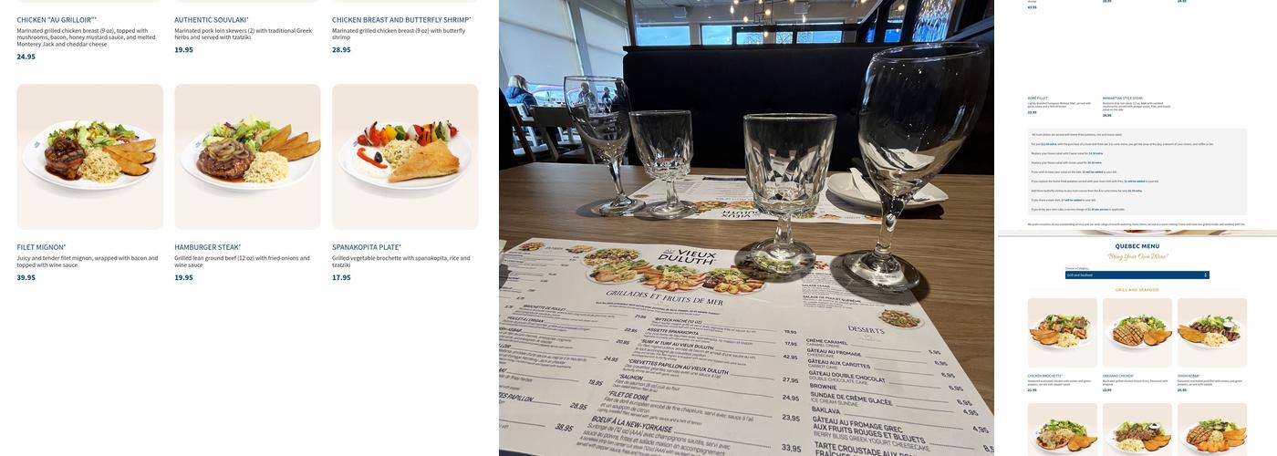 Restaurant Au Vieux Duluth Greenfield Park Menu