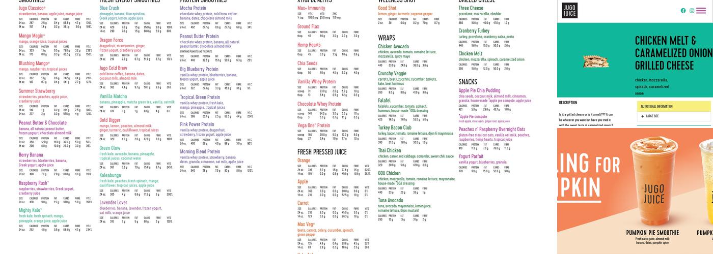 Jugo Juice Menu